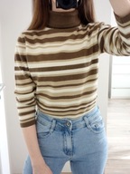 SWETER SWETEREK GOLF Z GOLFEM WEŁNIANY WEŁNA PASKI VINTAGE WOOLMARK 38 M