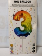 Balon foliowy na urodziny przyjęcie imprezę Cyfra 3 kolor tęczowy