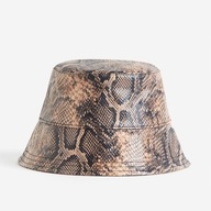 H & M kapelusz bucket hat wędkarski czapka wężowy wzór skórzany skóra print