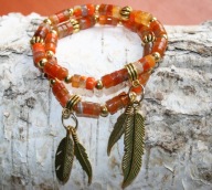 Dwie bransoletki na gumce z agatu