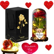 WIECZNA RÓŻA W SZKLE PREZENT NA WALENTYNKI ŚWIECĄCA LAMPKA LED DLA NIEJ