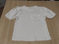 Bluzka dziewczęca ecru r. 152 krótki bufiasty rękaw