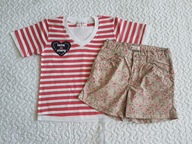 Wójcik bluzka w różowe paski nowa i spodenki w w kwiatki roz 128