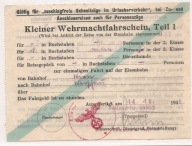 TRZECIA RZESZA -BILET DLA ŻOŁNIERZA WEHRMACHTU -1940 ROK