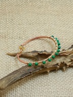 Oryginalna bransoletka z miedzi z malachitem 100% miedź