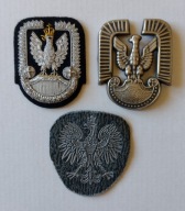 Dwa orły: lotniczy haftowany bajorkiem IIIRP oraz wczesna Policja (moro).