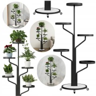 KWIETNIK STOJĄCY METALOWY NA KÓŁKACH CZARNY LOFT STOJAK NA KWIATY 135CM