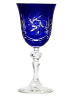 Szafirowe KRYSZTAŁOWE Kieliszki do Wina - Dz.170 ml Szlifowane Polskie