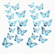 Motyle 3D Naklejki Niebieskie Morskie Turkus Mieniące Duże Okrągłe b 12 szt