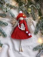 Anioł Świąteczny czerwony Aniołek na święta ozdoba choinkowa wesołych świąt