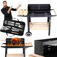 GRILL WĘGLOWY OGRODOWY 4 POZIOMY NA KÓŁKACH DUŻY BBQ AKCESORIA GRILLOWE