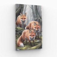Obraz na płótnie 40x70 Lisy Kitsune w tajemniczym lesie | Pomysł na prezent