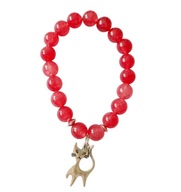 Bransoletka z jadeitu, z kotkiem, czerwona