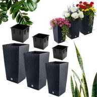 ZESTAW 3x DONICZKA DONICA OGRODOWA ANTRACYT WYSOKA TARAS BALKONOWA KWIETNIK