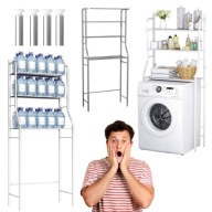 PÓŁKA ŁAZIENKOWA NAROŻNA STOJĄCA REGAŁ ŁAZIENKOWY REGULOWANY 3 POZIOMOWY