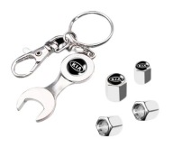 Nakrętki metalowe na wentyle czapki 4x plus breloczek brelok KIA