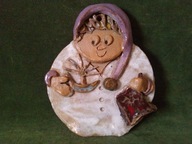 Stara ceramiczna płaskorzeźba z czerwonej gliny - barwne szkliwa