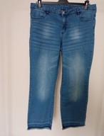 spodnie dżins strecz proste 46 48 ze średnim stanem niebieskie