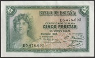 Hiszpania 5 peset 1935 - stan 2