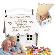 PREZENT NA DZIEŃ BABCI I DZIADKA SŁODKA CHATKA DOMEK NA CUKIERKI SŁODYCZE