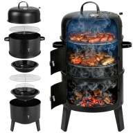 WĘDZARNIA GRILL WĘGLOWY OGRODOWY 3W1 TERMOMETR 3X RUSZT GOTOWANIE NA PARZE