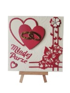 Kartki Pamiątka Ślub Serce – Obrączki K4 Ecri – Czerwień