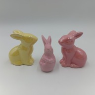 Trzy zajączki wielkanocne, króliczki - bardzo ładna z porcelany szkliwione