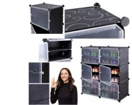 SZAFKA NA BUTY CZARNA MODUŁOWA REGAŁ STOJAK PÓŁKI ORGANIZER PUDEŁKA CZARNA