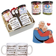HIT PREZENT ZESTAW NA DZIEŃ BABCI I DZIADKA KUBKI + SŁODYCZE BABCIA DZIADEK