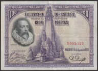 Hiszpania 100 peset 1928 - 7,585 - Miguel Cervantes