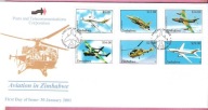 Zimbabwe d.Rodezja 2001, FDC. lotnictwo, samolot, helikopter