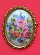 Broszka brosza zawieszka Francja oryginał porcelana Limoges kwiaty hit 3