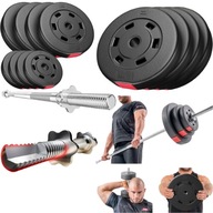 SZTANGA ZESTAW OBCIĄŻEŃ 37KG Z GRYFEM PROSTYM REGULOWANE OBCIĄŻENIE BITUM