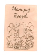 Drewniana Kartka Urodzinowa MAM JUŻ ROCZEK / Pierwsze Urodzinki |WZORY