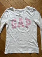Gap 152 158 biała waniliowa bluzka longsleeve długi rękaw z brokatem