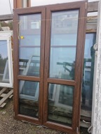 OKNO/DRZWI Balkonowe Dwuskrzydłowe 3-szyby Plastik PCV 124x206cm Orzech