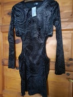 Sukienka czarna aksamitna z brokatem (M) H&M