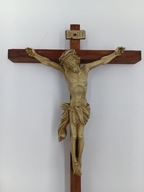 Bardzo ładny Stary duży Krzyż 34cm - śliczna figurka Pana Jezusa