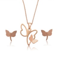 Złoty Komplet WAŻKA MOTYL MOTYLE Łańcuszek PUDEŁKO kolczyki Stal motylki