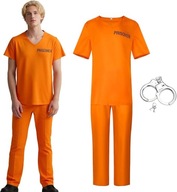 Kostium Więźnia Halloween – Pomarańczowy Kombinezon z Kajdankami XL