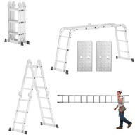 DRABINA ALUMINIOWA ROZKŁADANA SKŁADANA WIELOFUNKCYJNA 4x3 DO 150 KG