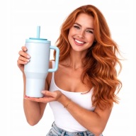 KUBEK TERMICZNY ZE SŁOMKĄ KAMBUKKA RIO FROSTY COCONUT 950ML BŁĘKITNY UCHWYT