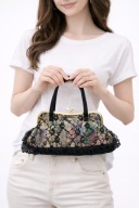 Elegancka torebka damska vintage z koronką, torebka z biglem, styl retro