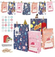 Torebka Torba Papierowa Duża Mała Na Prezenty Święta Mikołaj 24 Sztuki