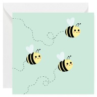 Kartka Urodzinowa dla Dziecka - Trzy Pszczoły, Miętowa - 14x14 cm