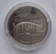 USA 1 dolar 1991 50 r. United Service Organization 26.73g SREBRA próby 900