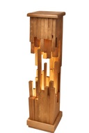 Drewniana nowoczesna lampa podłogowa loft LED – surowe drewno