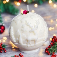 Świąteczna Świeca DEKORACYJNA Kula Śnieżna Renifer SOJOWA Prezent