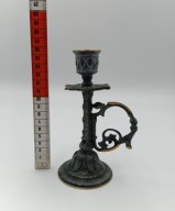 Świecznik z rączką - piękny mosiężny kaganek, taki inny, ciekawy - vintage