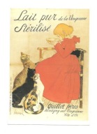 Pocztówka - Th-A. Steinlen, Dziewczynka, mleko w misce i koty